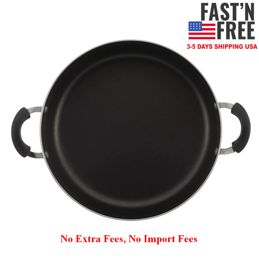 Farberware 14″ Nonstick Family Pan with Glass Lid Aluminum Jumbo Cooker, Black