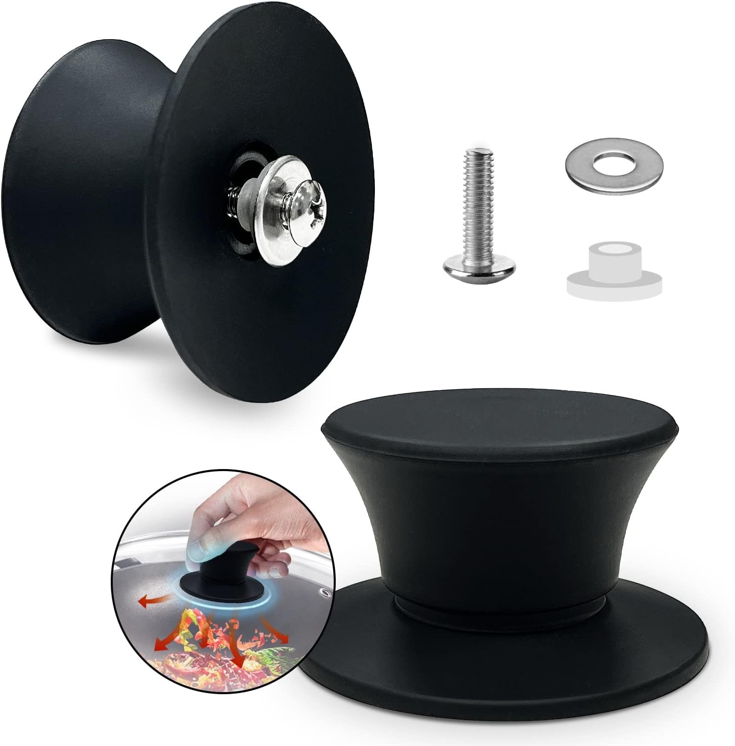 Universal Pot Lid Replacement Knobs, Silicone Pan Lid Holding Handles, Heat