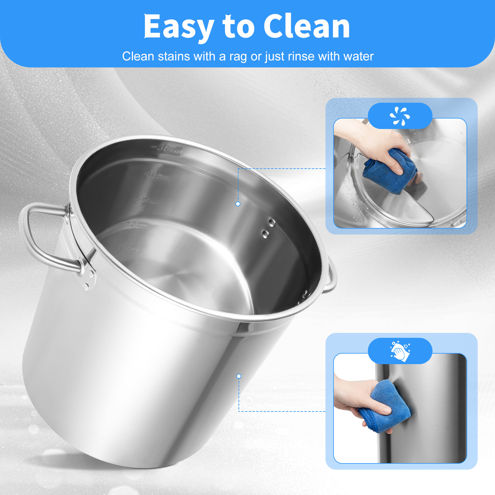 35L/9.25Gal Stock Pot Stainless Steel Large Kitchen Soup Big Cooking Restaurant