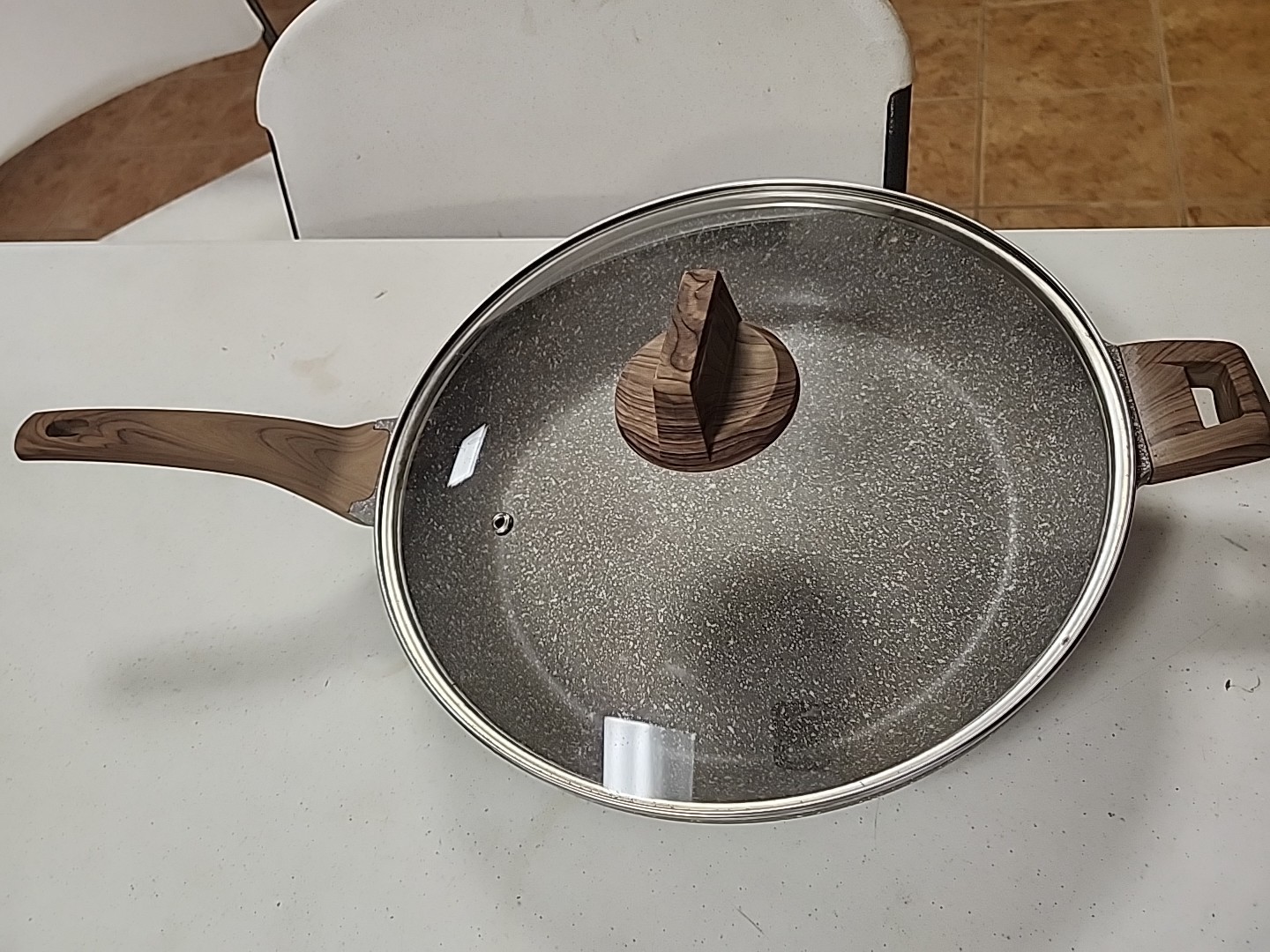 Natural Elements Woodstone 12.5” Sauté Pan With Lid NWT
