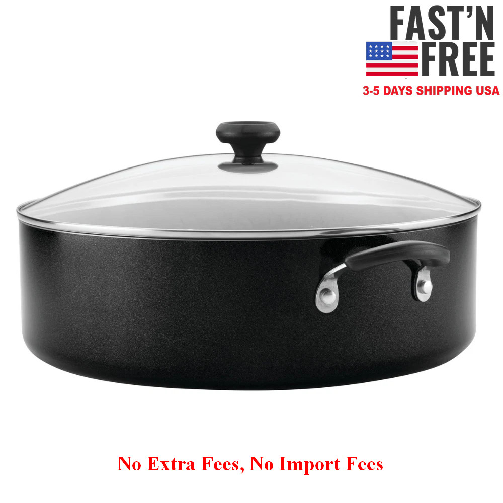 Farberware 14″ Nonstick Family Pan with Glass Lid Aluminum Jumbo Cooker, Black