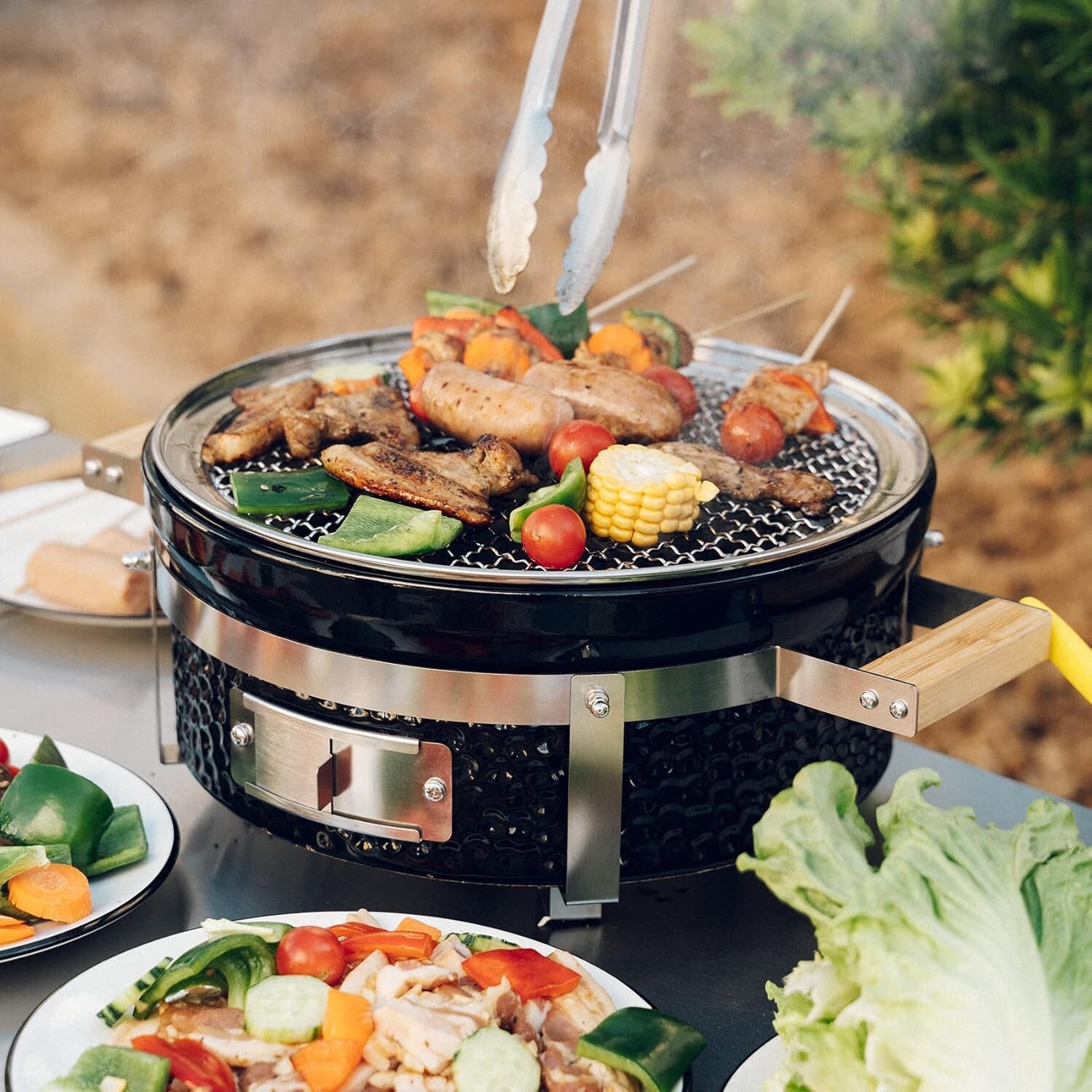 Onlyfire Charcoal BBQ Grill Hibachi Grill with Grid Lifter, Portable Yakitori