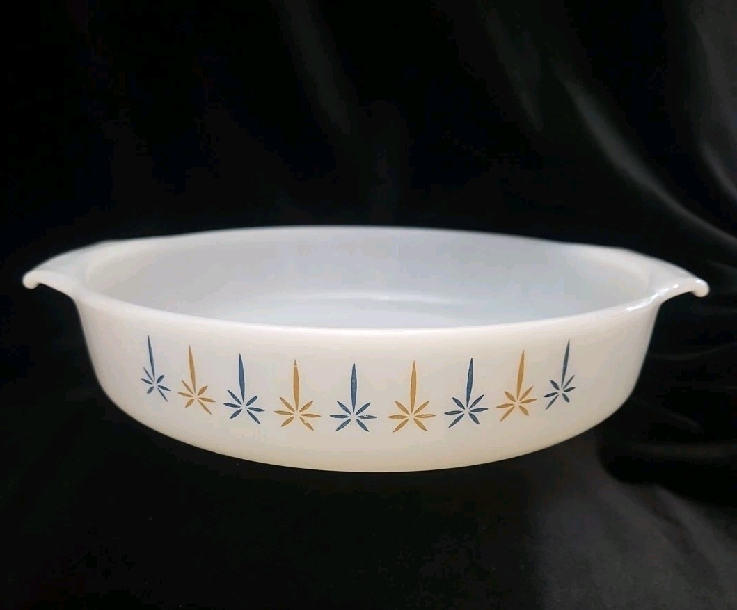 Candle Glow Anchor Hocking Fire King Atomic Round Casserole Dish #429 Vintage