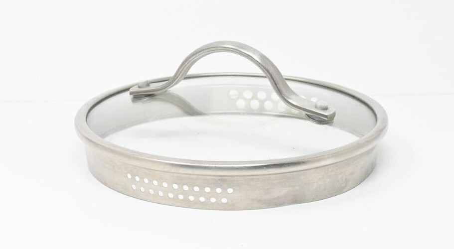 Tempered Glass Strainer Pot Metal Handle Lid 7″ Circle