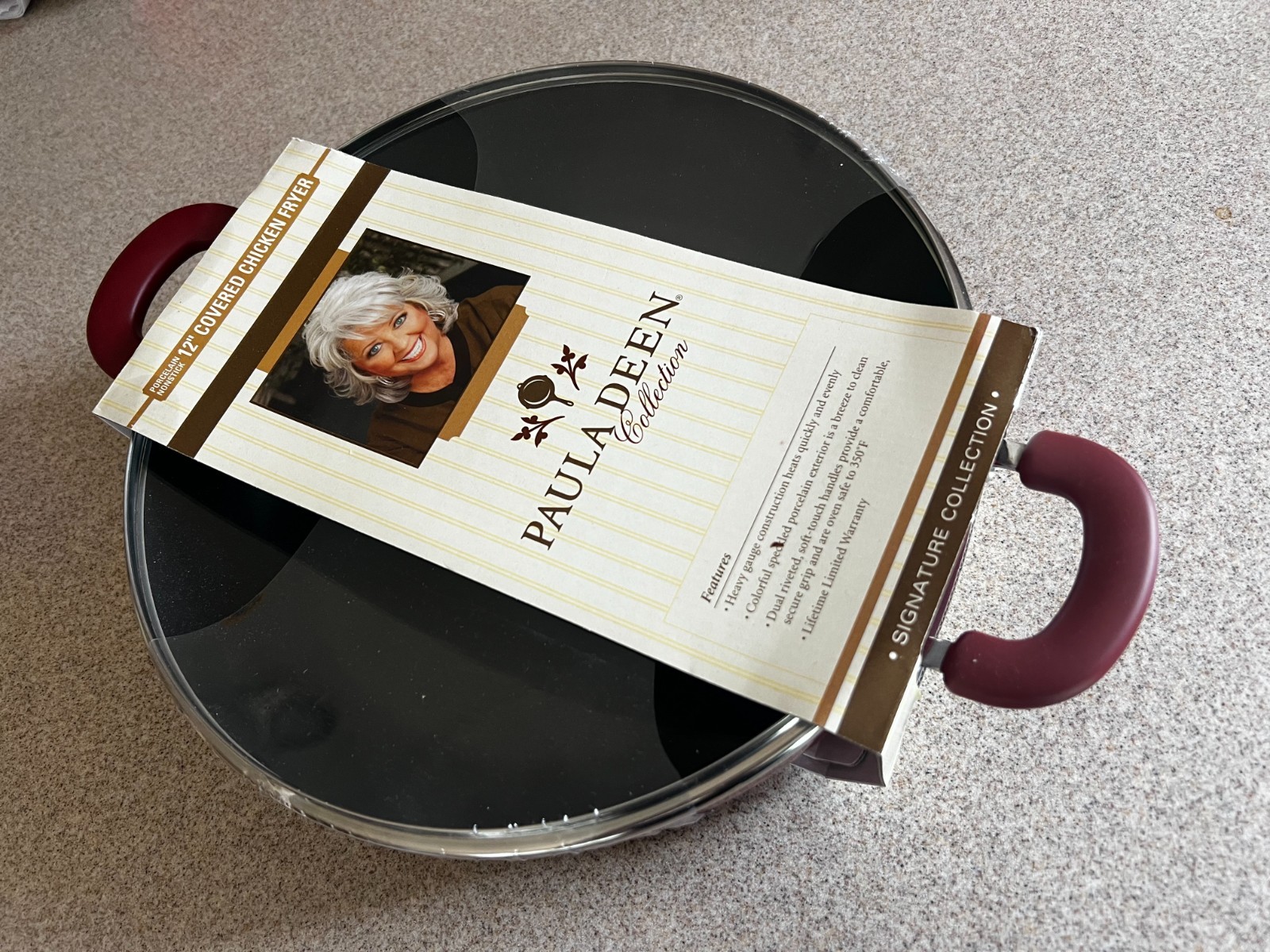 Red 12″ Paula Deen Signature Porcelain Nonstick Chicken Fryer w/Lid – BRAND NEW