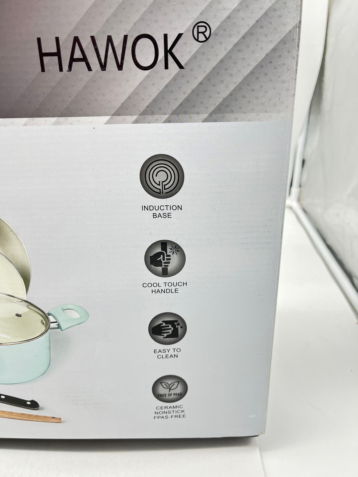 HAWOK 15 Piece Ceramic Non-stick Aluminum Cookware w/ Glass Lids PFAS-Free -NEW