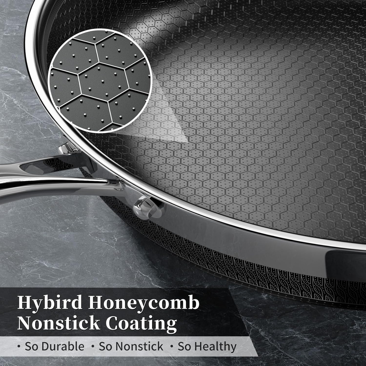 Nonstick Frying Pans 8 Inch Hybrid Tri-Ply Stainless Steel Frying Pan Skillet Ti