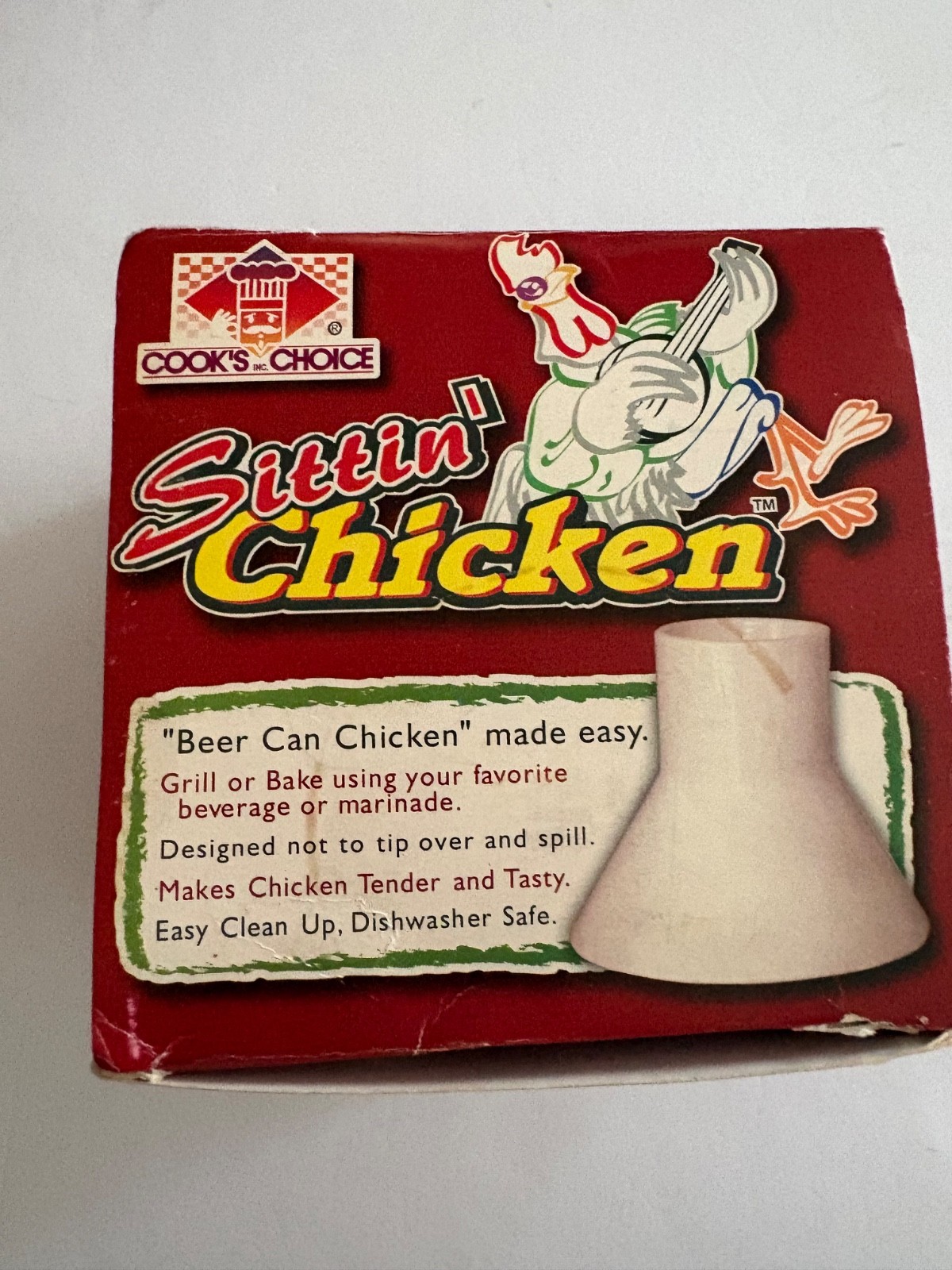 Cook’s Choice Sittin’ Chicken Ceramic Beer Can Chicken Roaster With Box BBQ Gril