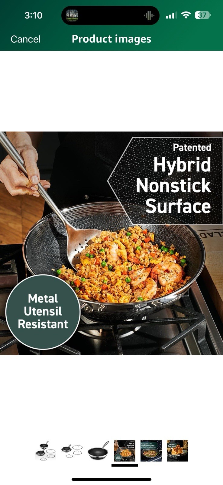 HexClad Hybrid Nonstick 7-Piece Cookware Set Compatible w/All Cooktops Read Desc