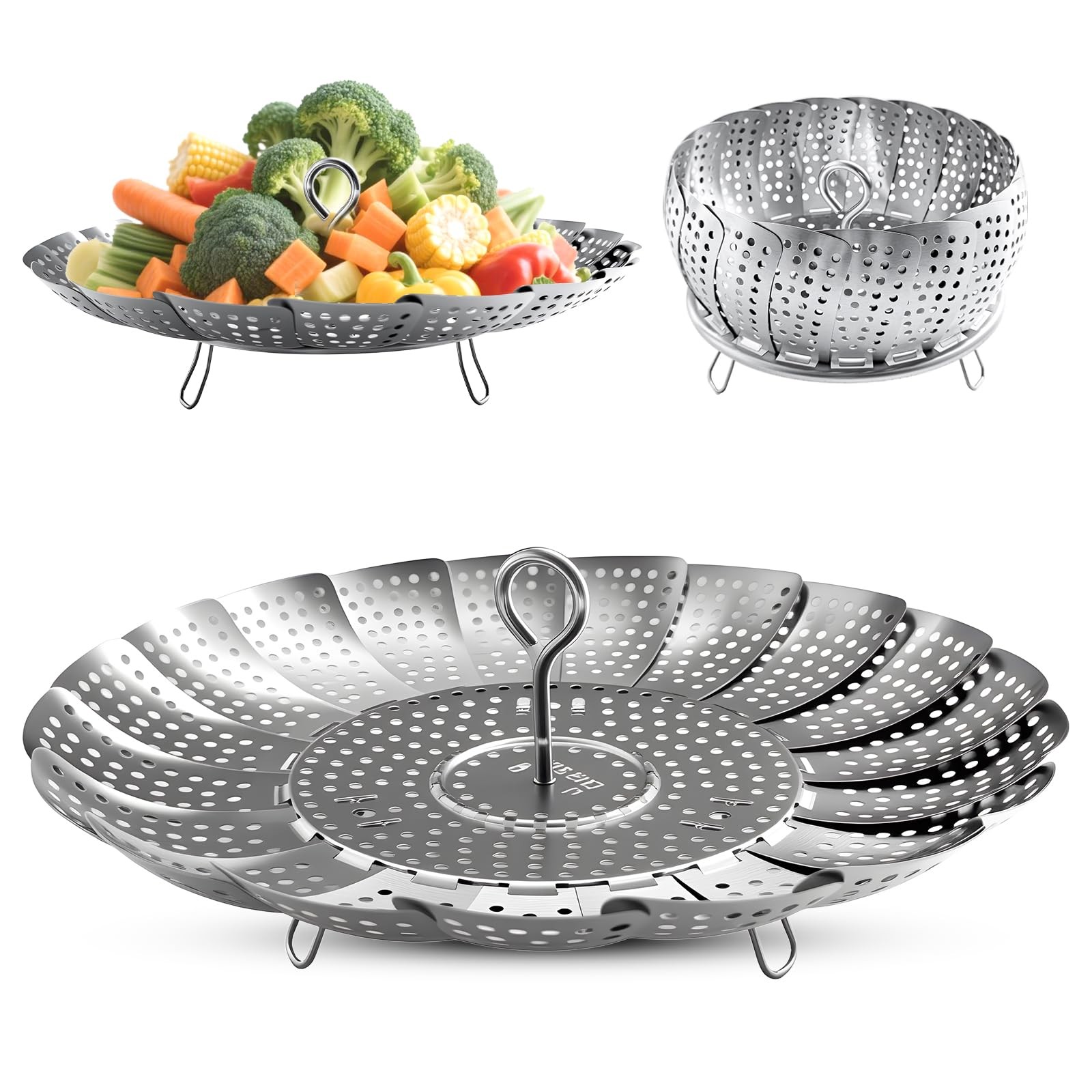 Stainless Steel Steamer Basket Instant Pot Accessories Expandable Medium 6.1″