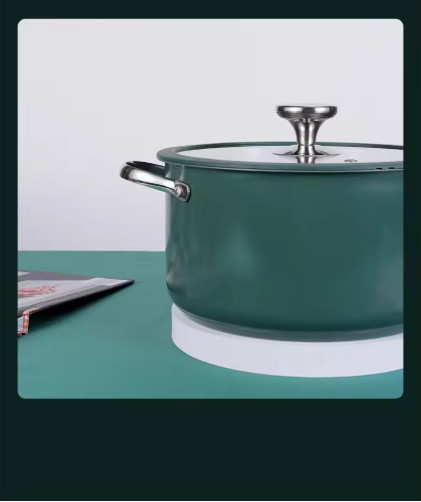 4pcs Stainless Steel Ceramic Coated Pot Set, Including 1 Milk Pot, 2 Stockpots,
