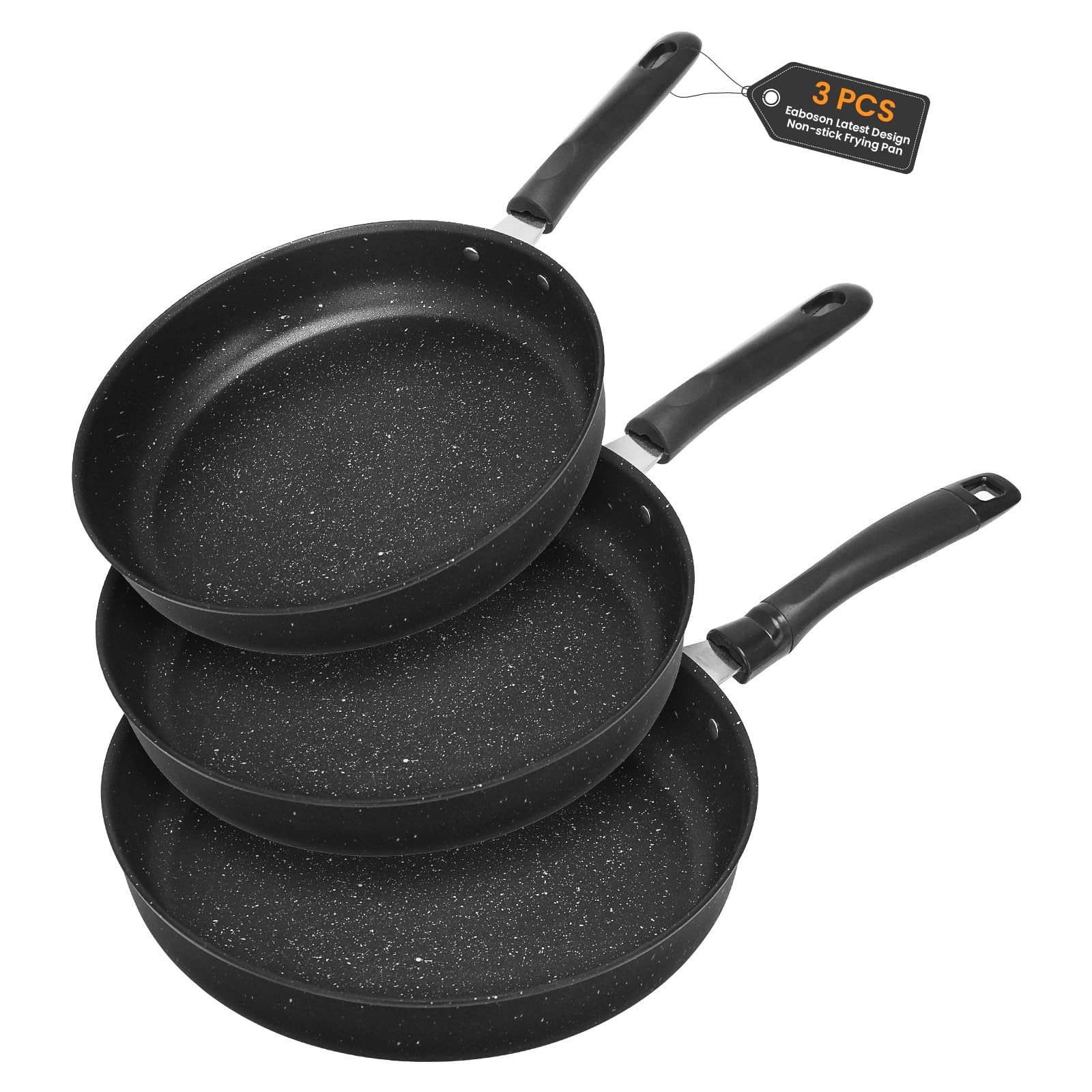 3 PCS Nonstick Frying Pan Skillet Stone Coating Set Fits 9/10/11 Inch
