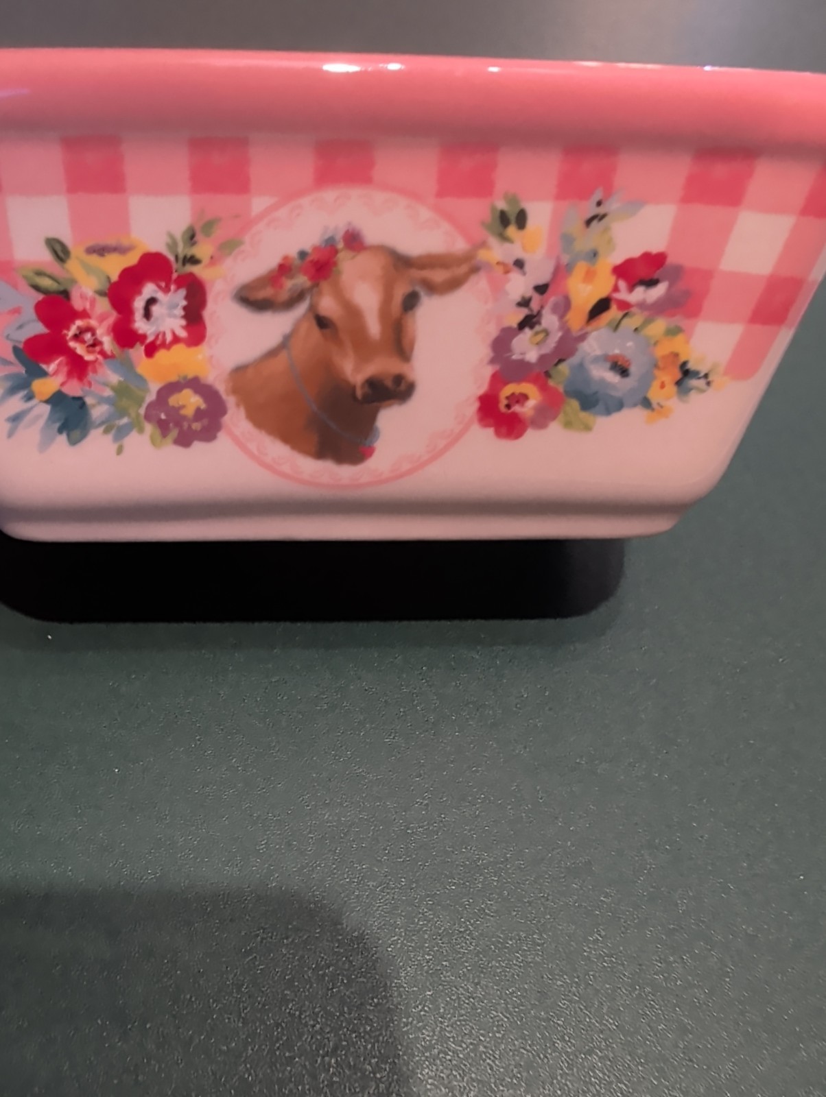 Pioneer Woman ~ Ceramic Loaf Pan ~ COW~HAT ~ Gingham