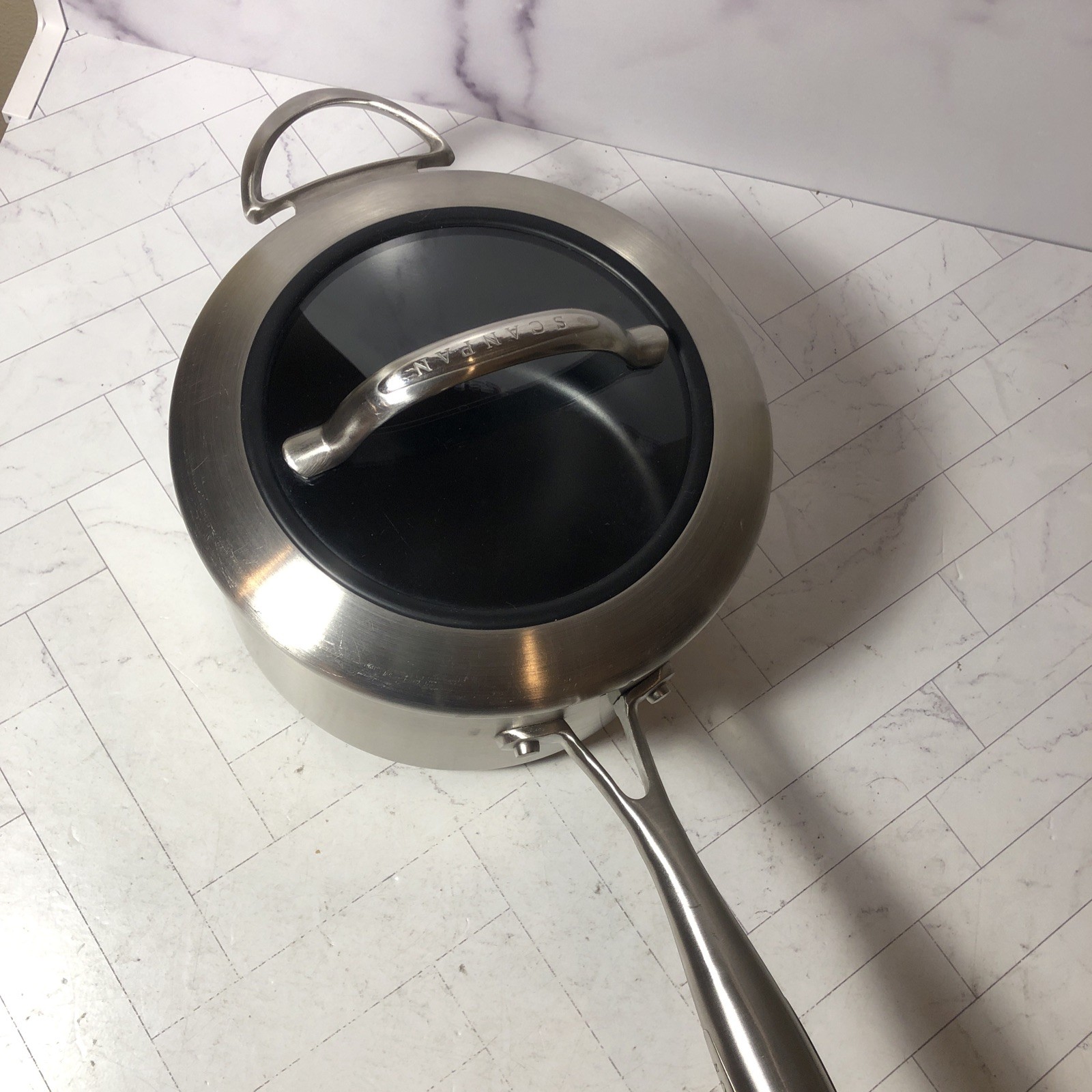Scanpan Ctx M-03 3.25 Quart Sauce Pot Ceramic Titanium Induction w Lid CLEAN
