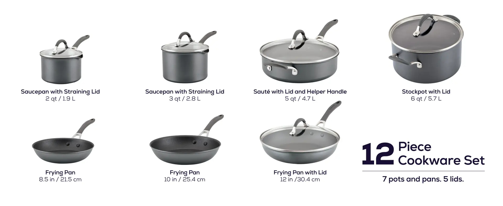 Circulon 11 Piece Non-Stick Cookware Set, A1 Series Scratchdefense, Aluminum NEW