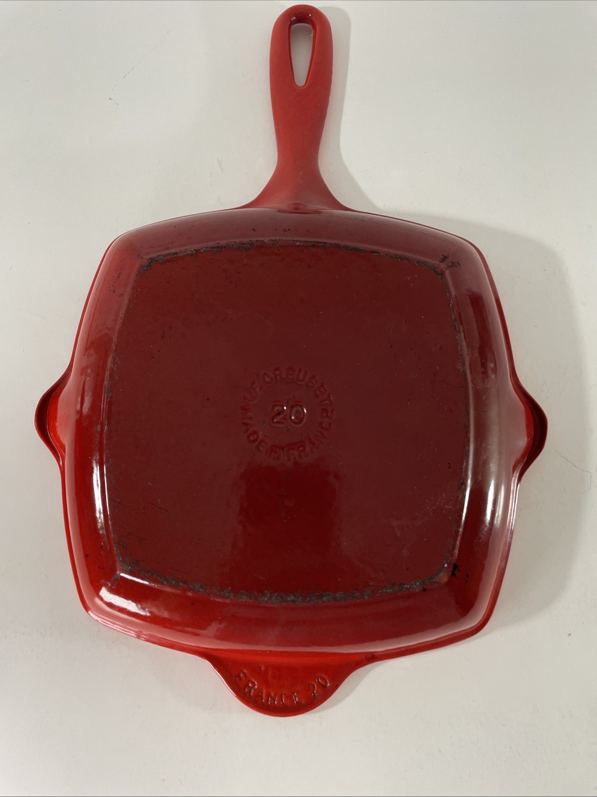Le Creuset Flame Orange Enameled #20 Cast Iron Square Grill Pan Griddle