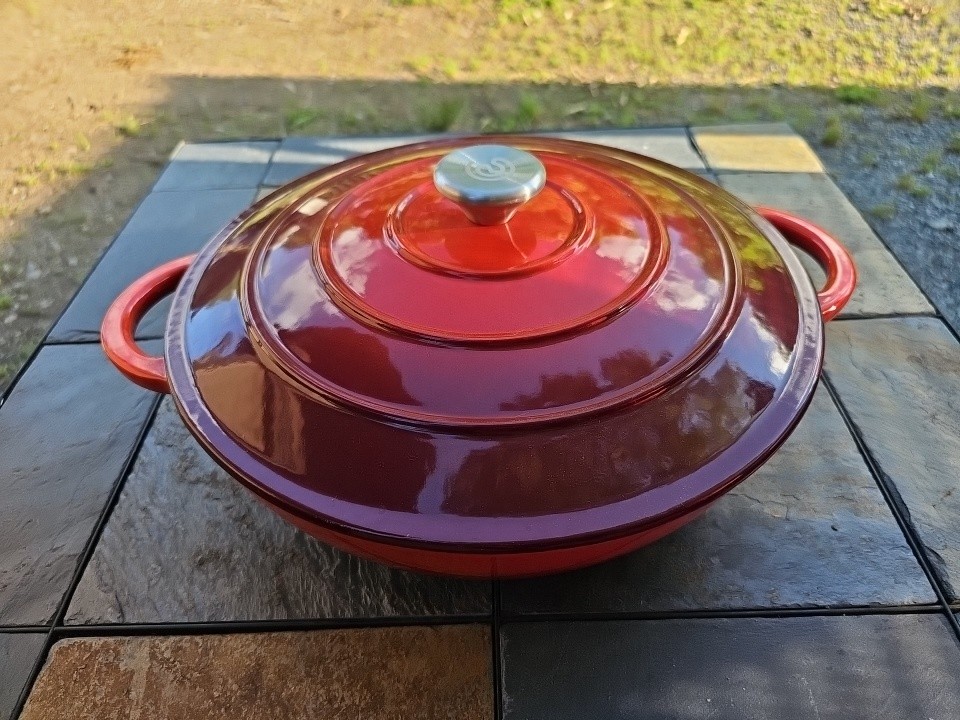 Cook Essentials 5qt Cast Iron Braiser Dutch Oven 12″ × 4″ deep – 15″ × 6″ NEW