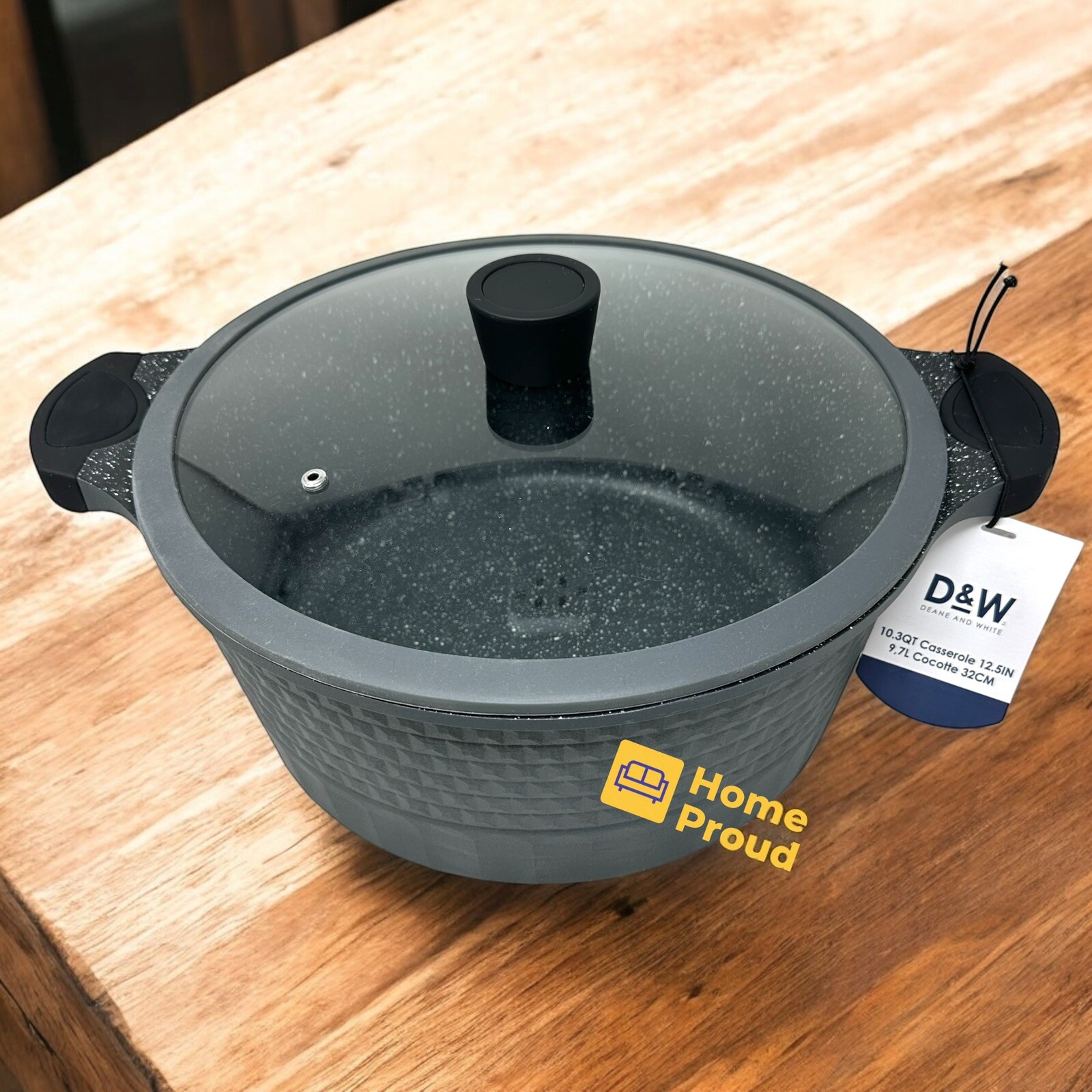 D&W Pot/Casserole 12.5″ Inch,10 Qt With Lid Big Party Size Nonstick Cookware