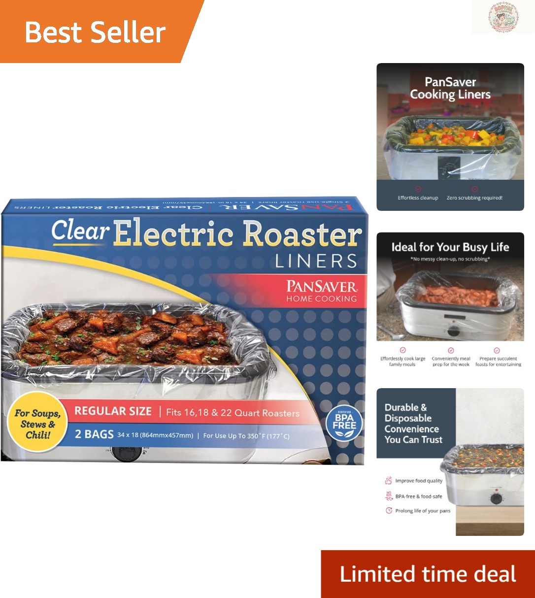 Effortless Cleanup Cooking Liners – Disposable for 16-22 Qt Roasters, 2 Pack