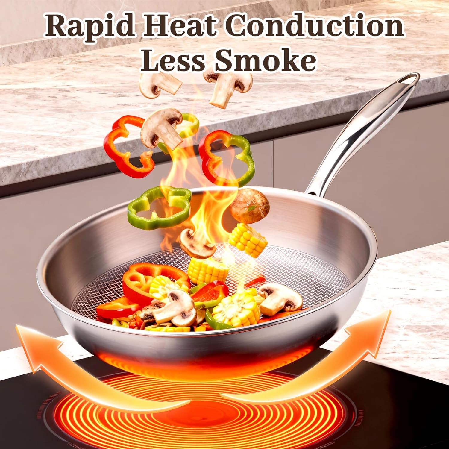 9.45″ Titanium Pans for Cooking Pure Healthy Titanium Frying Pan | No Coating