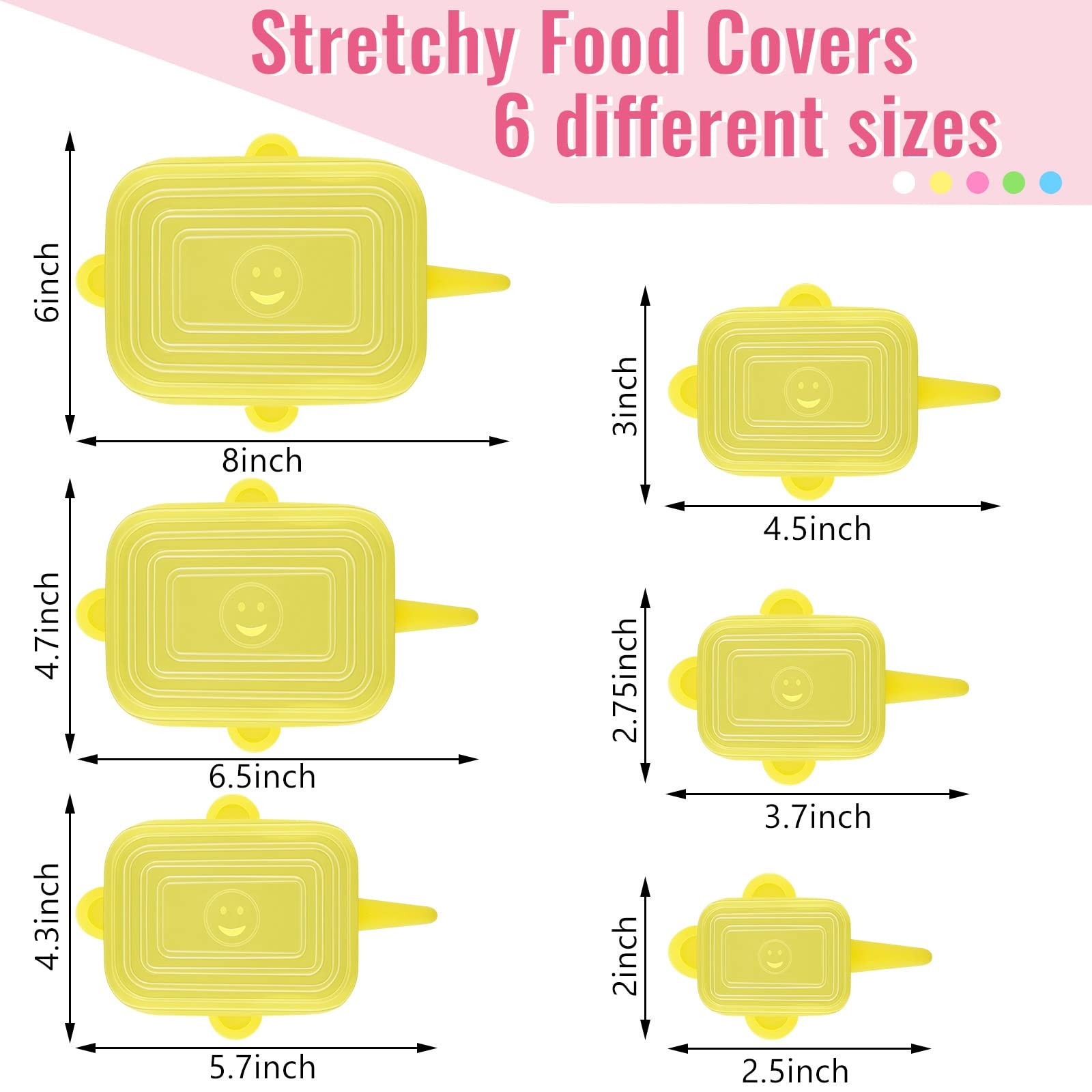 30 Pieces Silicone Stretch Lids Rectangle Reusable Silicone Lids Microwave Co…