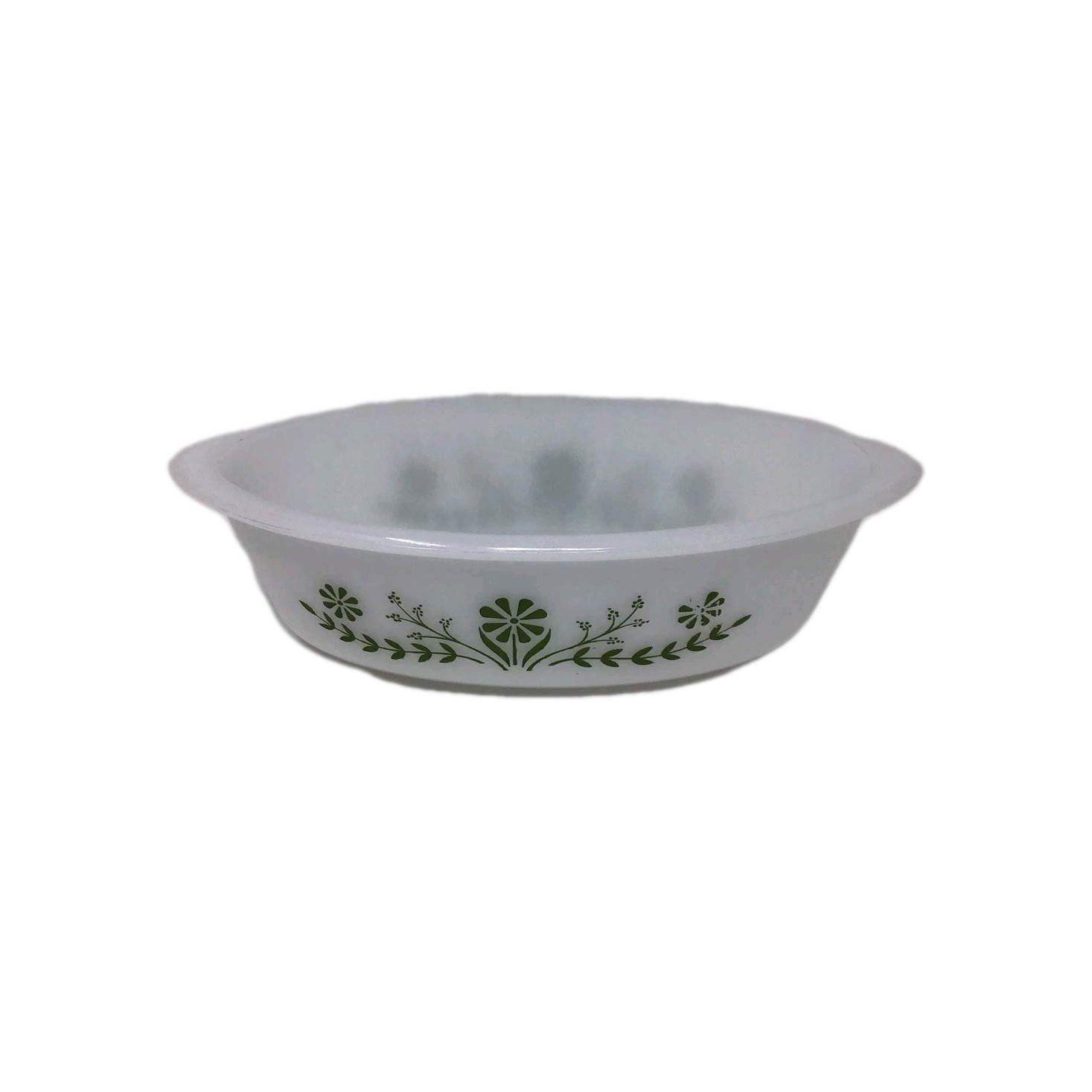Glasbake Green Daisy Oval Casserole Dish NO Lid USA J235 Ovenware 10”x6” Vintage
