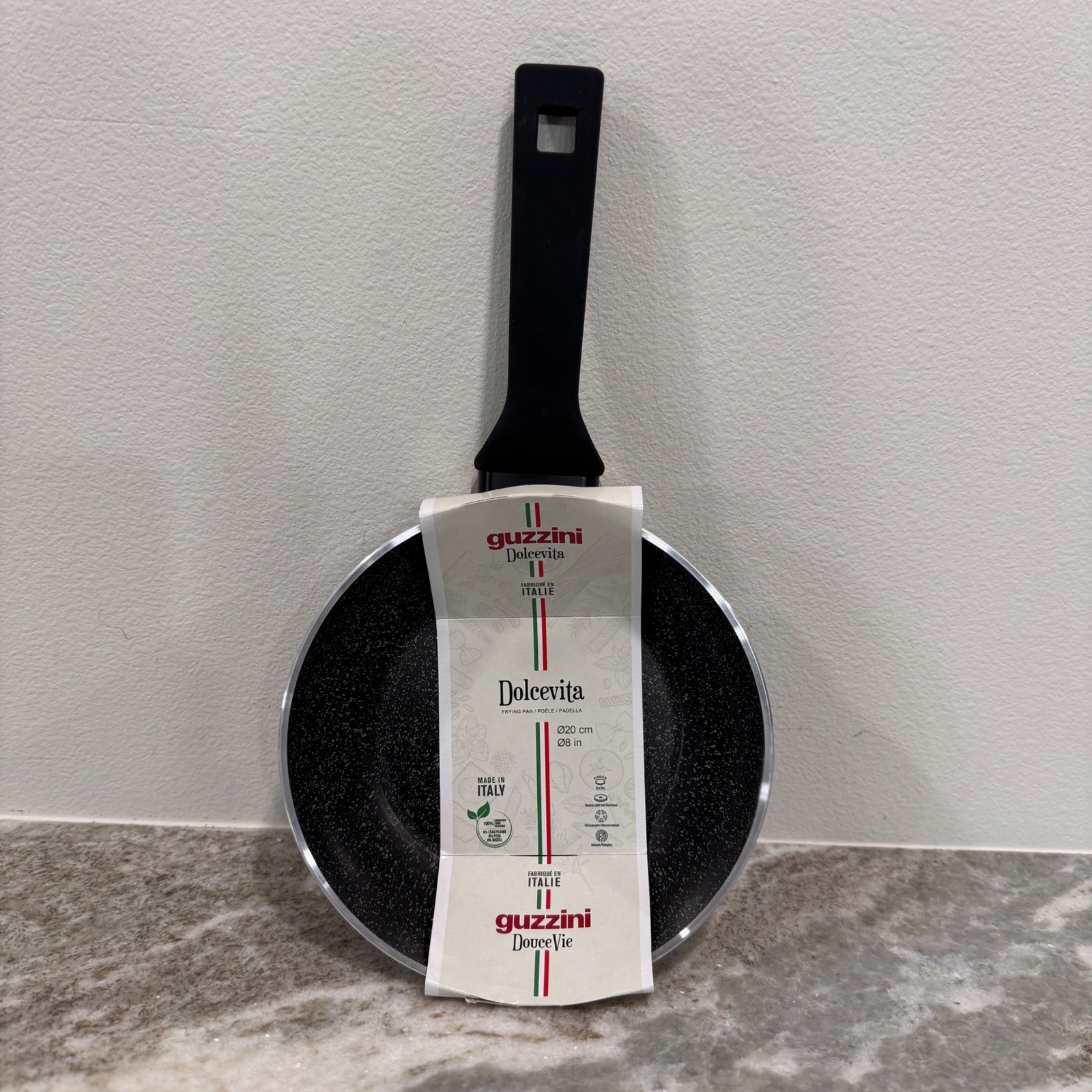 Guzzini Dolcevita 8 Inch Non-Stick Frying Pan Made in Italy Black Speckled 20cm