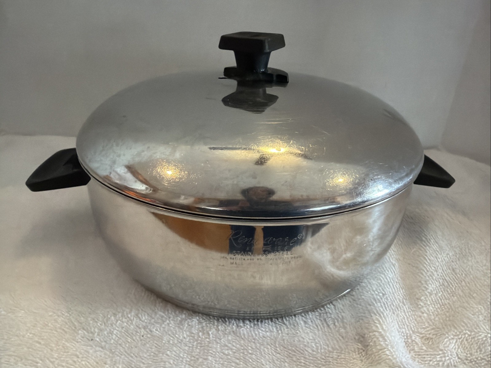 VTG Rena Ware 4 Qt Stockpot 3Ply 18-8 Stainless Steel Dutch Oven Broken Lid Knob
