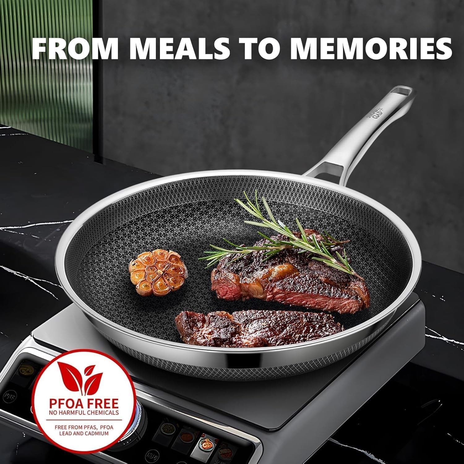 Nonstick Frying Pans Set with Lids 8 10 12 Hybrid Skillet Cookware Set