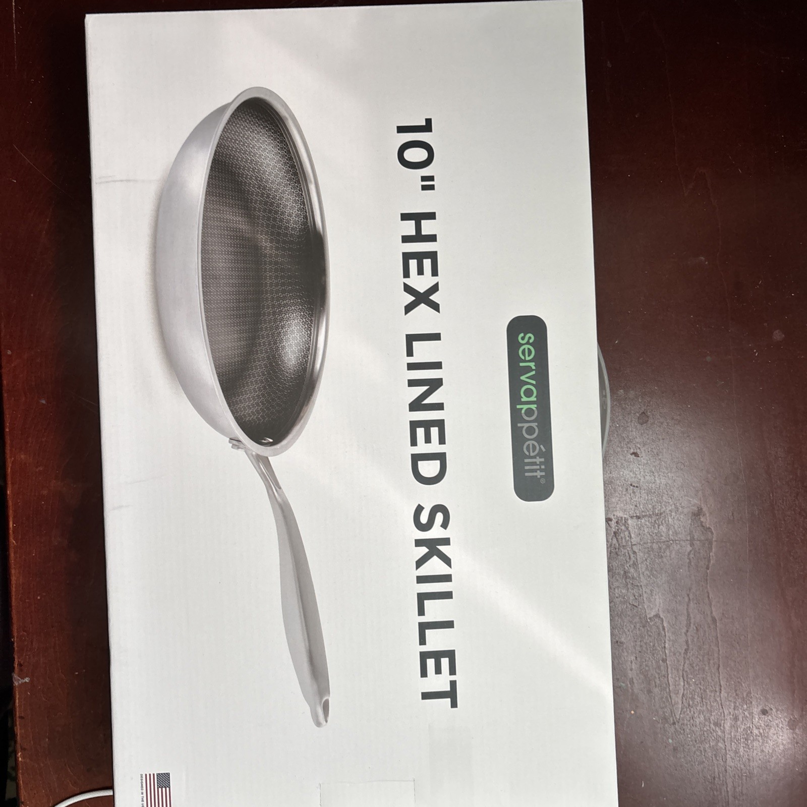 10″ Hex Lined Skillet Servappetit Stainless Steel Frying Pan Hex-lined Honeycomb