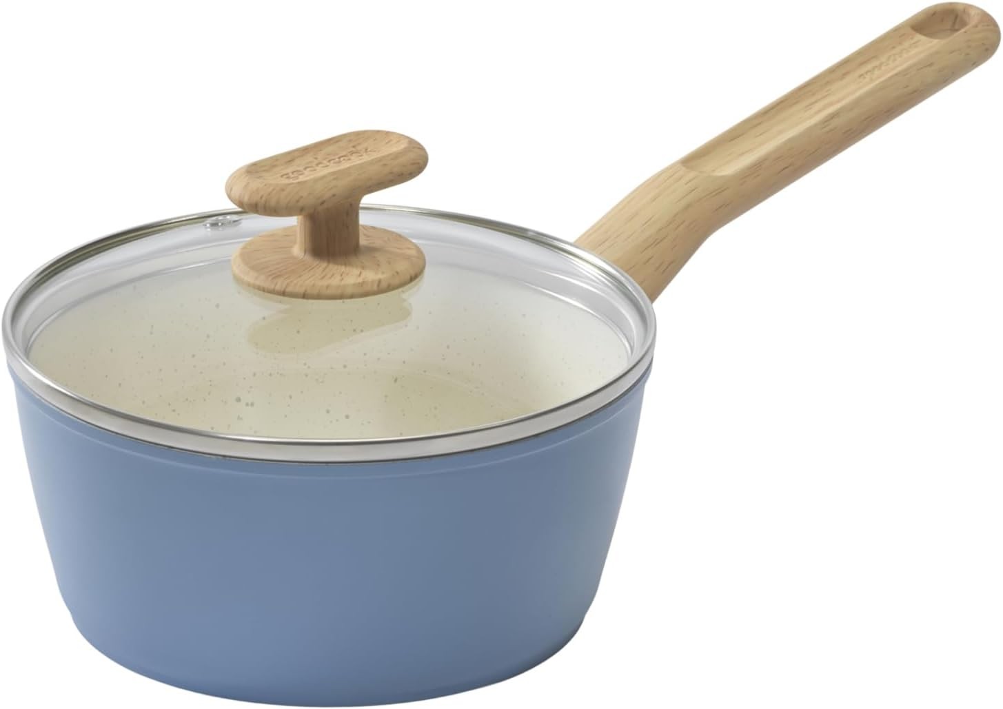 Healthy Ceramic Titanium-Infused 2 Quart Saucepan with Lid Light Blue –