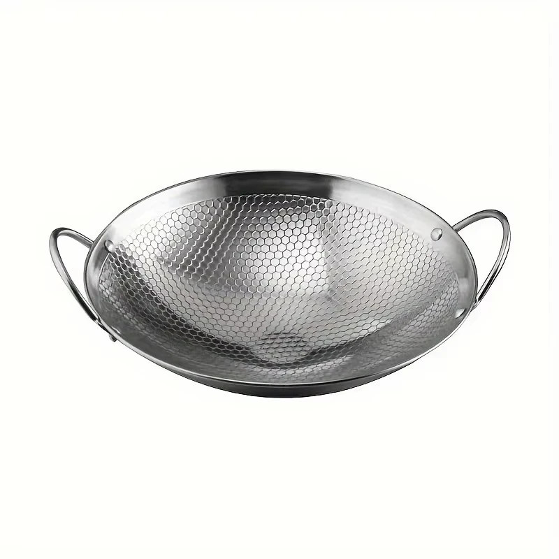 1pc 29cm/11.42inch stainless steel honeycomb skillet non-stick with handle scrat