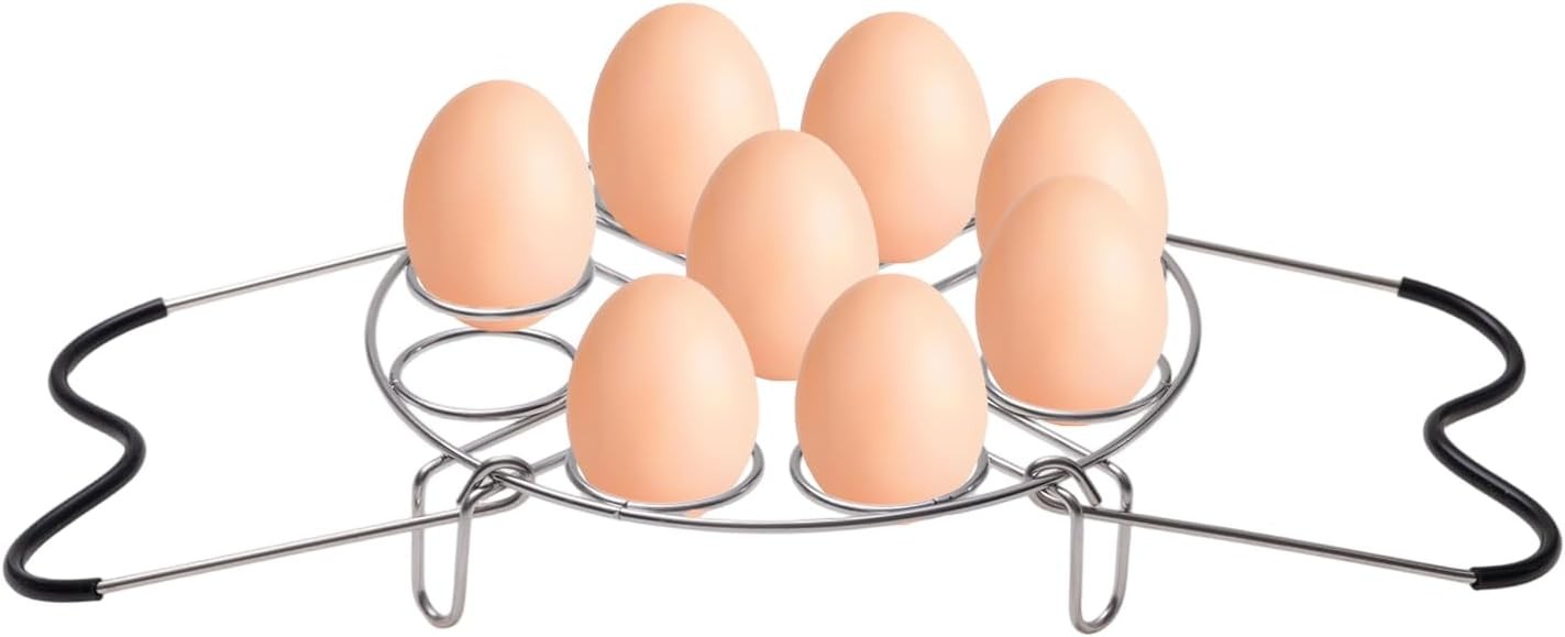 19.5cm/7.68inch Silver Egg Steamer Rack Trivet with Heat Resistant Silicone