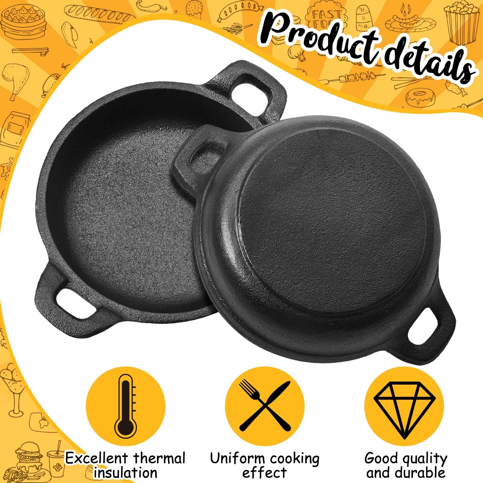 Mini Cast Iron Skillets 5 x 5 x 1.3 Inch Cast Iron Pan Small Ramekin Set Blac…