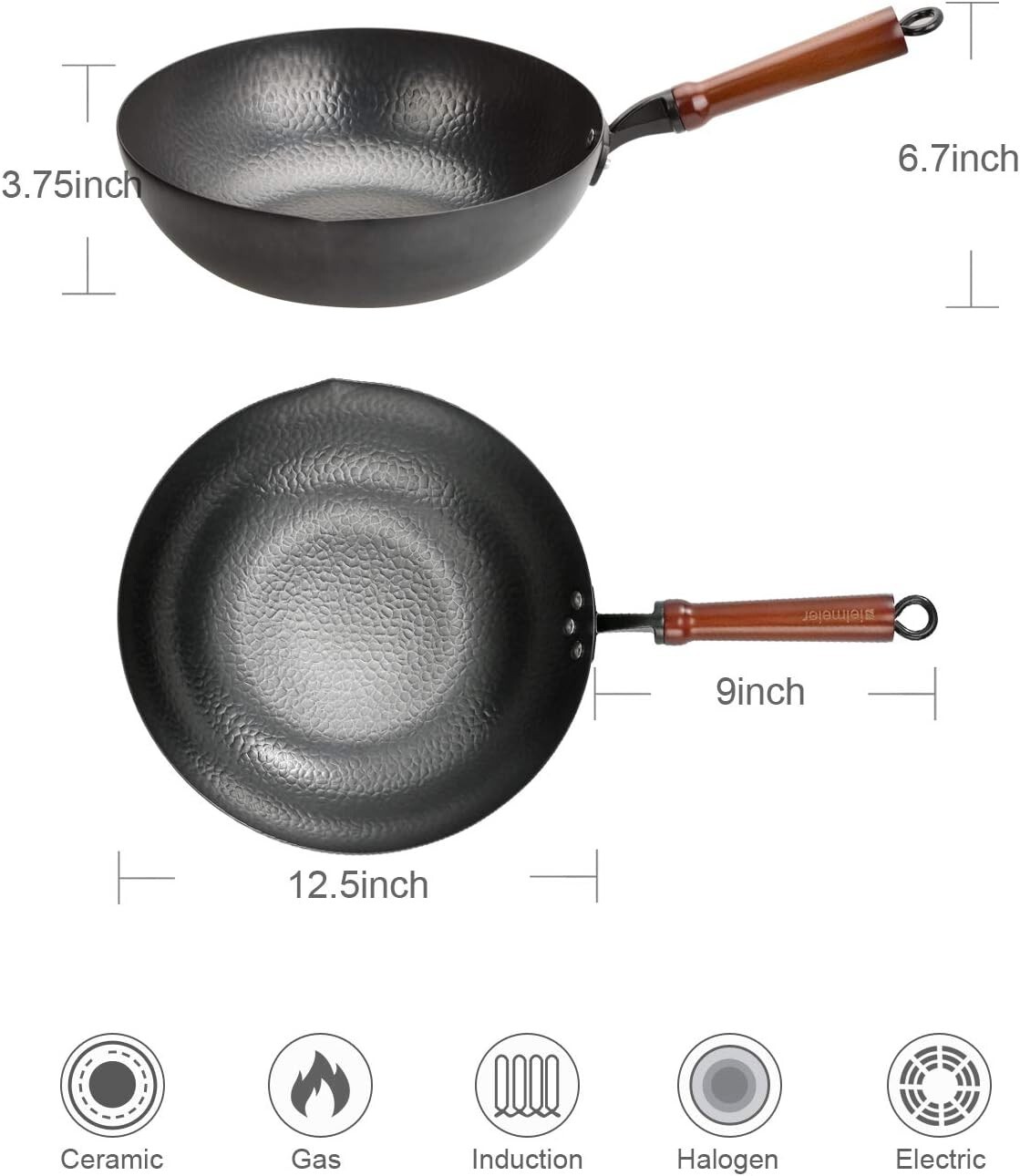 Rust-Resistant Carbon Steel Wok with Special Design Elements – Chef’s Essential