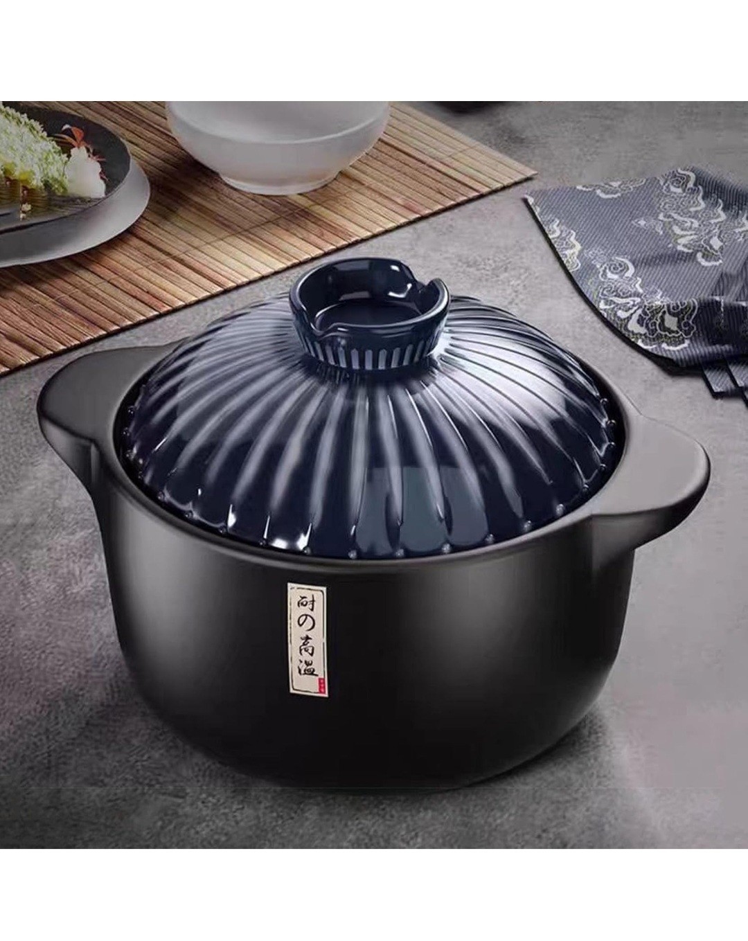 1.7 Quart Ceramic Casserole Pot w/ Lid, Fire, Cold & Heat-Resistant