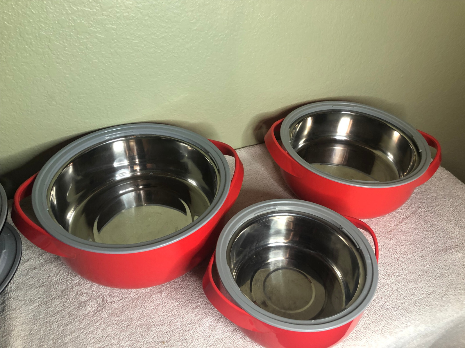 Microwavable Inner Steel Casserole Pot Set Red Milton Micro Wow 2500 Insulated