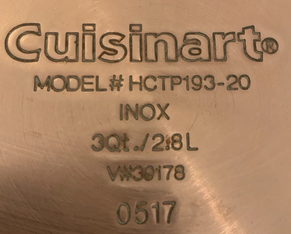 Cuinsinart, Hammered Copper, 3 Quart Saucepan, Model # HCTP193-20