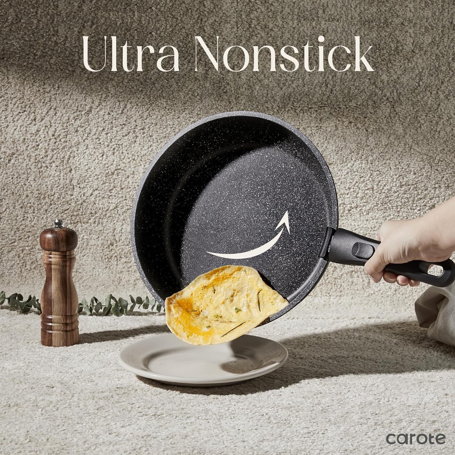 CAROTE 7″ 2QT SAUCEPAN, Non-Stick, Midnight BLACK Granite, NEW AND & IMPROVED