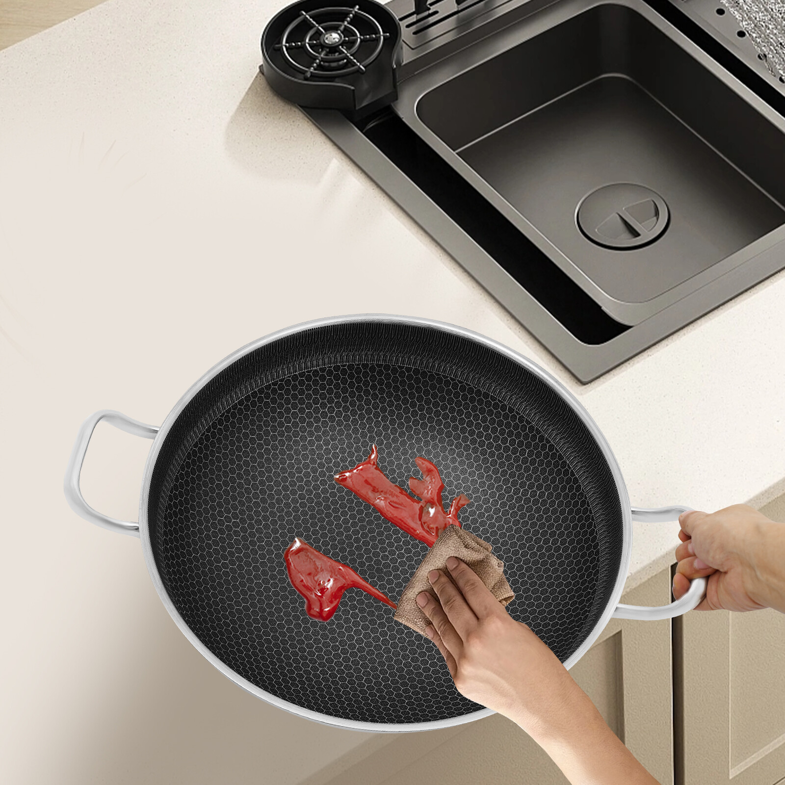 Serving Pan Stainless Steel Pan Cooking Pan Frying Pan With Glass Lid for 3-4