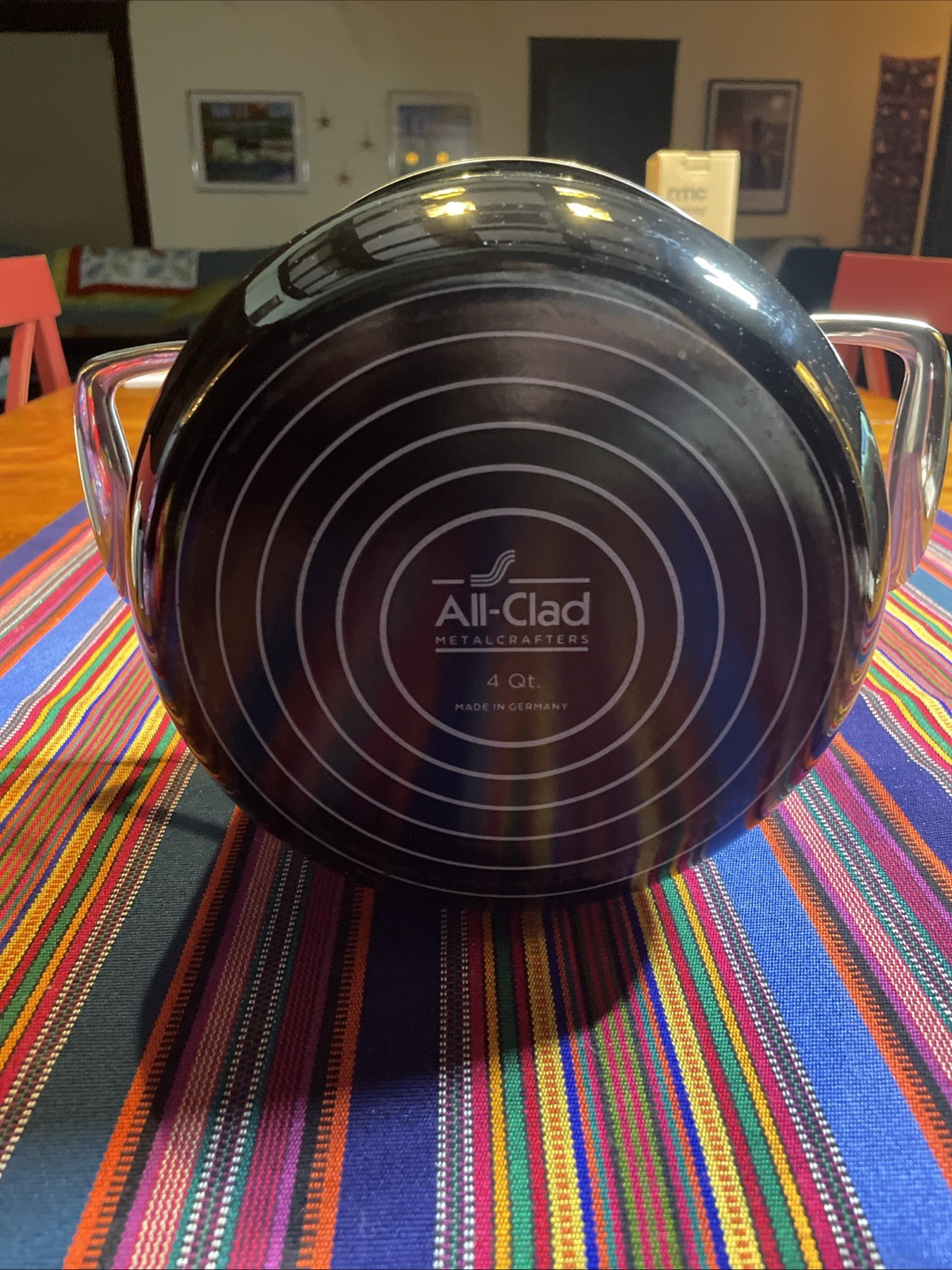 All-Clad 4 Quart Soup Pot Fusiontec Ceramic w Steel Core Onyx Black Germany GUC