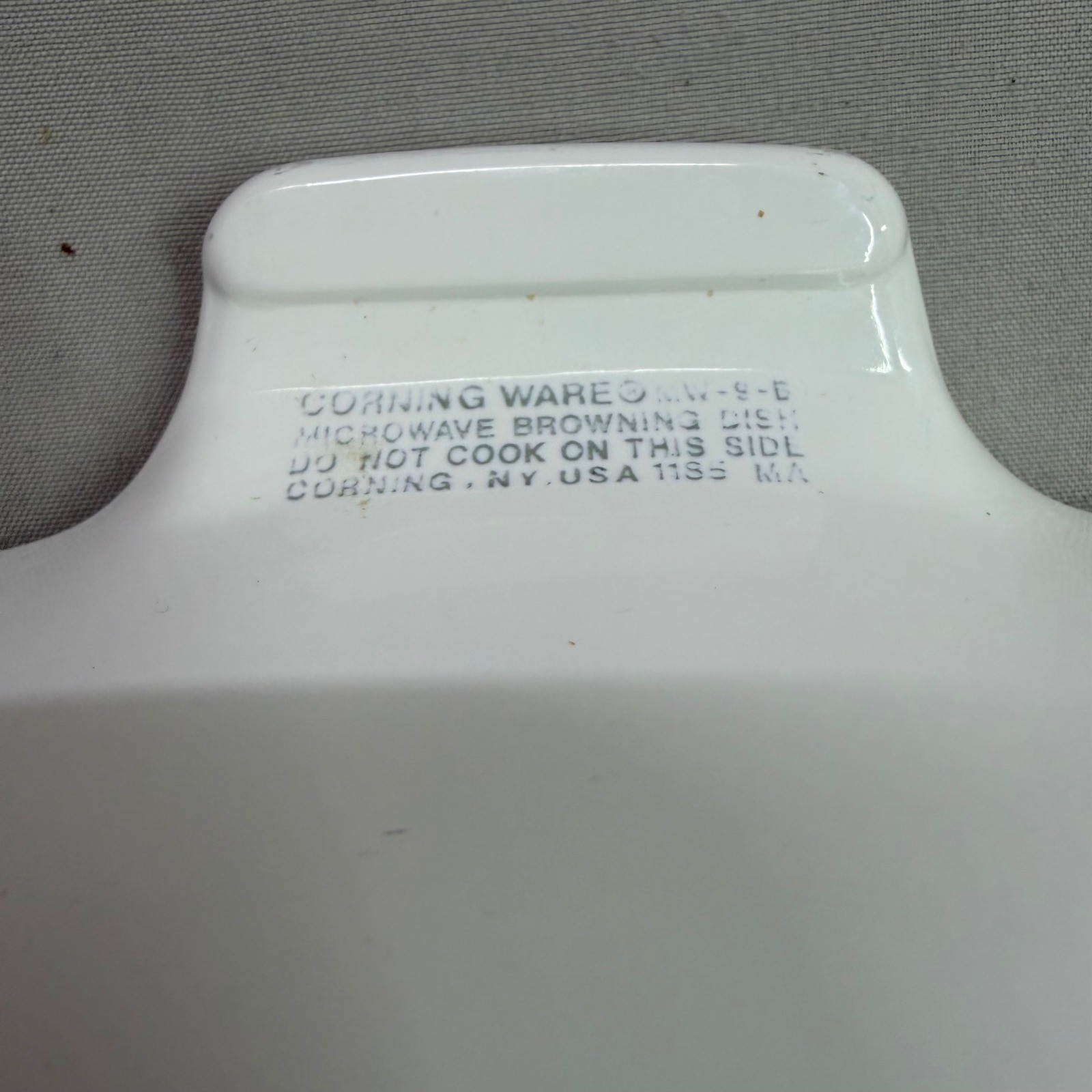 Corning Ware Microwave Browning Dish MW-9-B White Square Glass Lid A-9-C