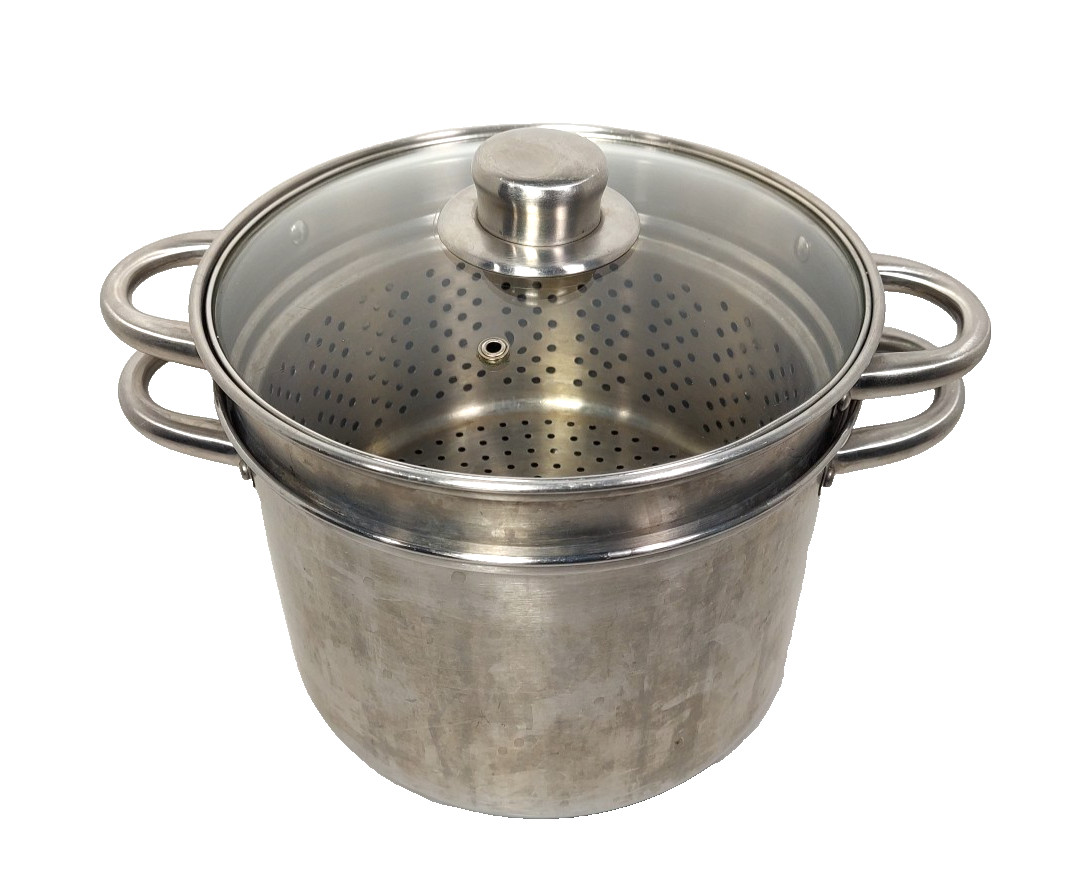 Fagor 7 Qt SS Stock Pot Gas Electric Vitro-Induction w/ Lid & Pasta Strainer