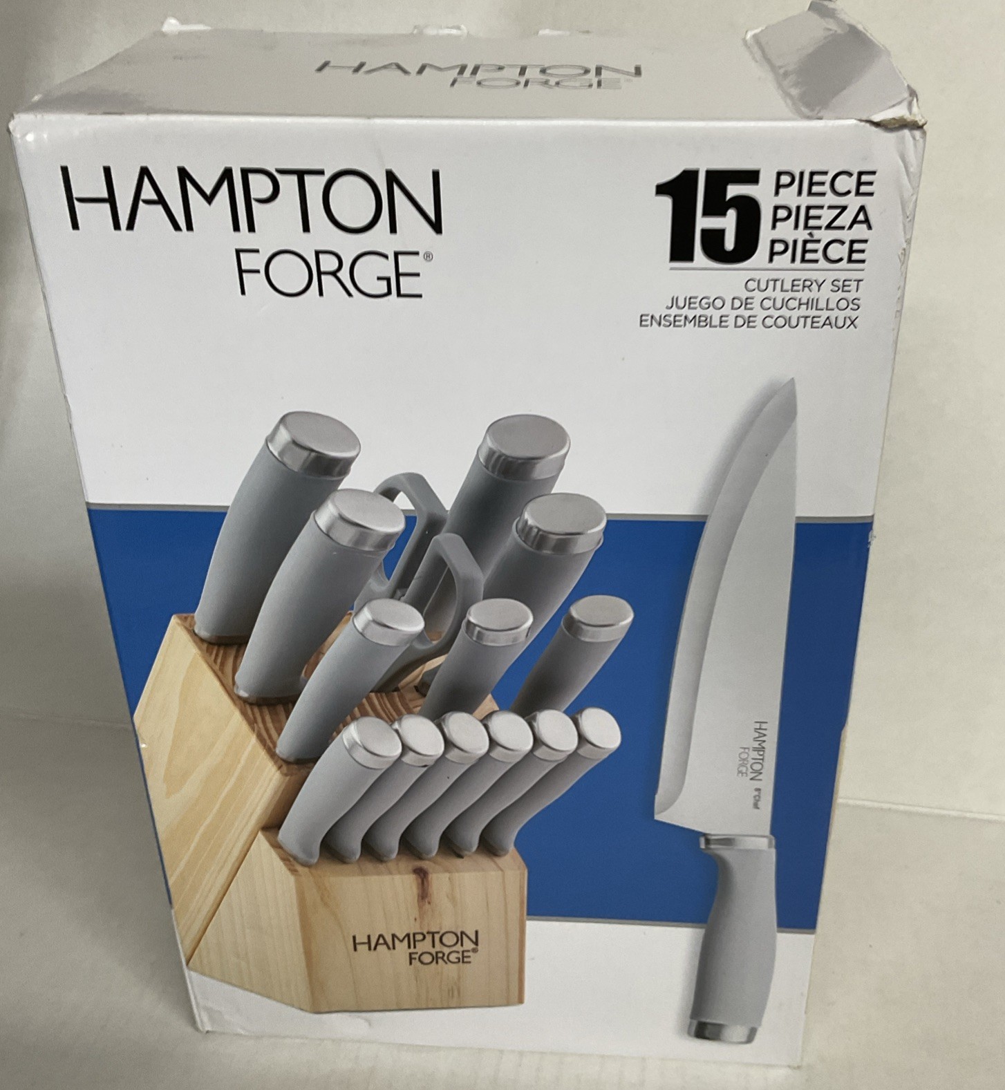 ⚡️Hampton Forge Epicure Cool 15Pc Block Set, 6.70 LB, Taupe/Grey