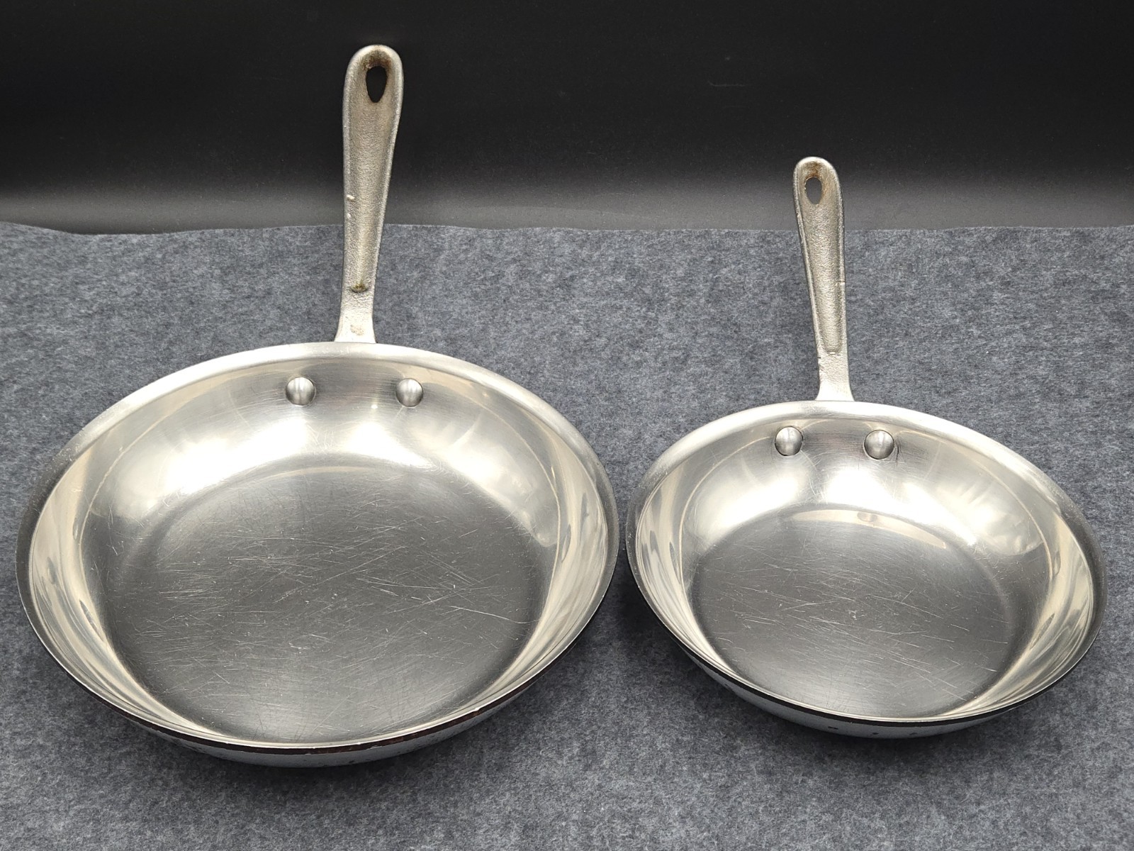 All-Clad Fry Pan Skillet Set 8″ and 10″ Master Chef 108, 110 USA Vintage