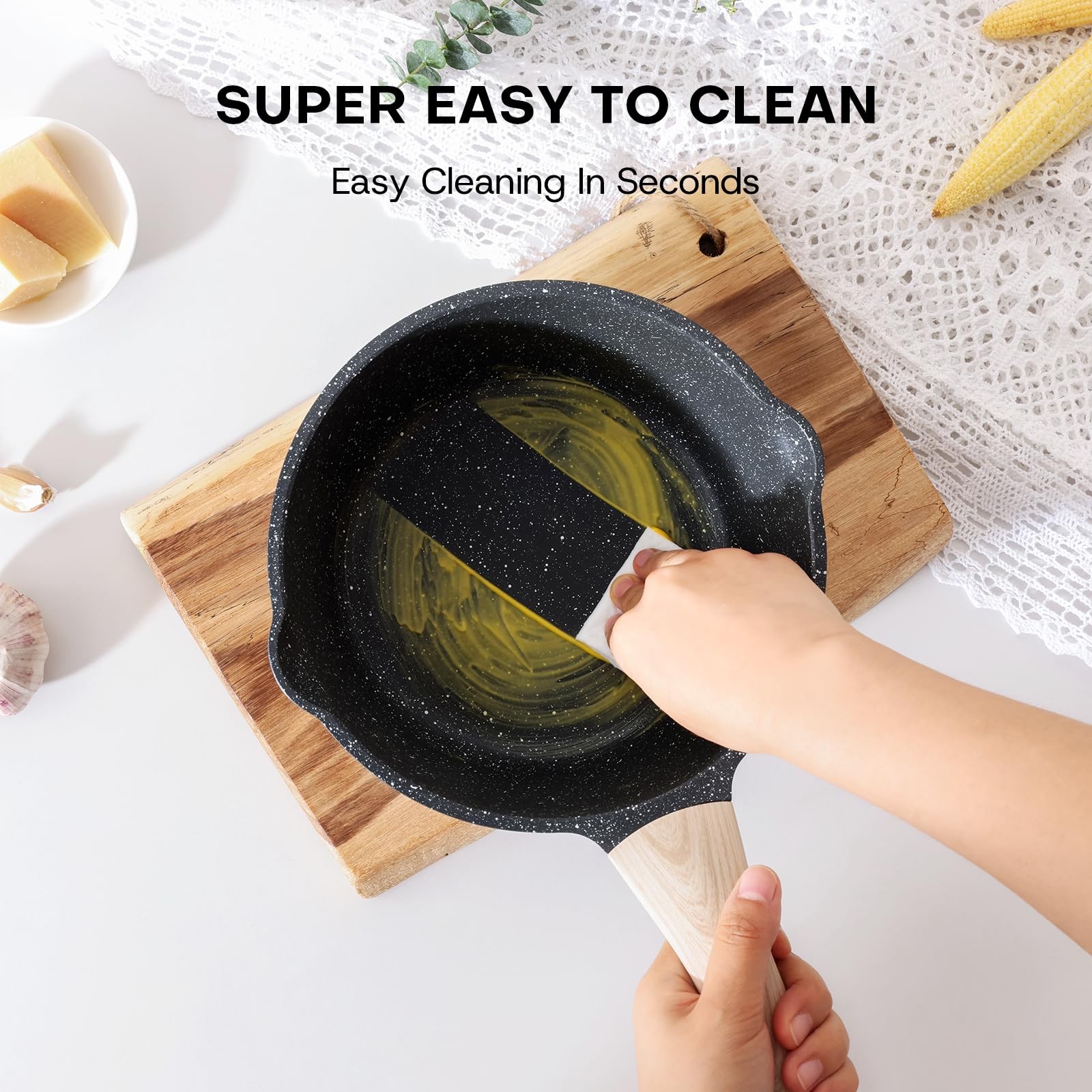 Kordisen Sauce Pan Set with Lid, 1.5Qt & 2.5 Qt Nonstick Cooking Pots with Pour