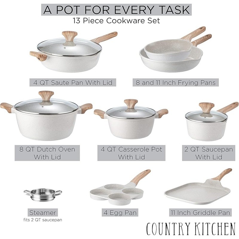 Nonstick Cast Aluminum Cookware Set W/ Bakelite Handles Easy Cleanup & Cooking
