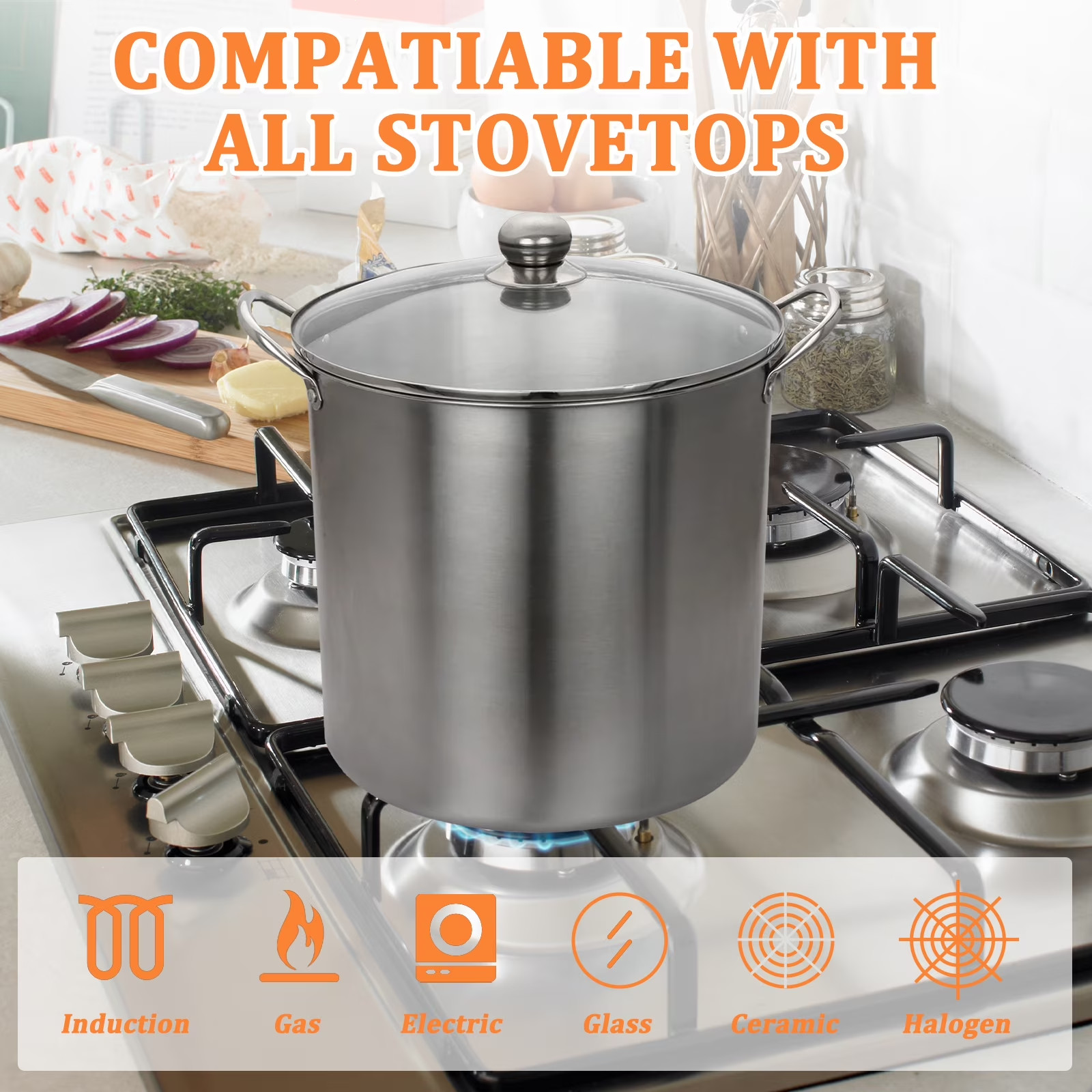 Mainstays 21.5 Quart Stainless Steel Canning Pot with Rack
