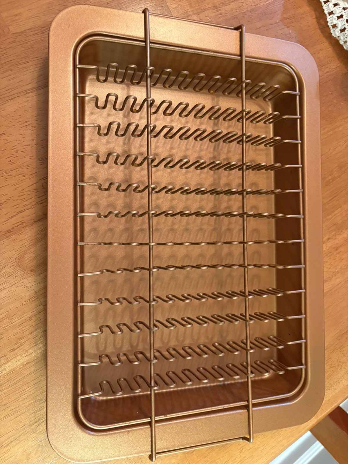 Copper Bacon Bonanza Baking Rack Drip Pan 12 Slice 9 x 13 Crispy