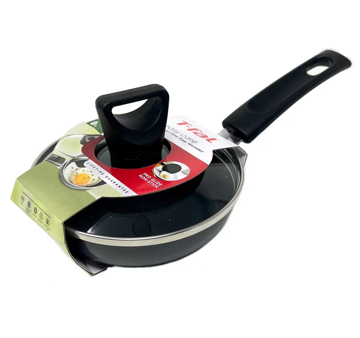 Small Frying Pan Tfal Nonstick 5 Inch With Lid Covered One Egg Wonder Black New